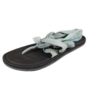 Sanuk Yoga Sling Womens 9 Black Blue Knit Yoga Mat Comfort Casual Sandals